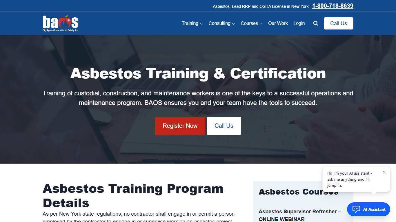 Asbestos Certification Training New York - BAOS Safety Classes